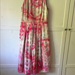 Eliza J Pink and White Midi Dress
